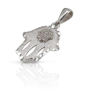 Engraved gold Hamsa – Hamsa pendant with zircons
