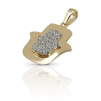 Hamsa pendant built on two layers.