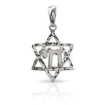 white gold magen david with Chai JP084